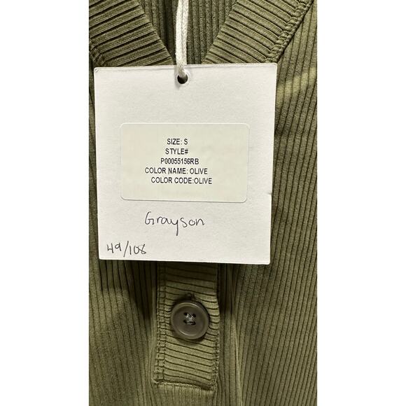 Pistola Women Olive Ribbed Button-Up Bodysuit - Picture 3 of 3